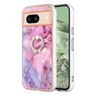 For Google Pixel 8a Electroplating Marble Dual-side IMD Phone Case with Ring(Pink 013) - 1