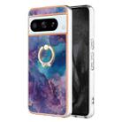 For Google Pixel 8 Pro Electroplating Marble Dual-side IMD Phone Case with Ring(Purple 016) - 1