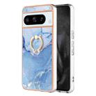 For Google Pixel 8 Pro Electroplating Marble Dual-side IMD Phone Case with Ring(Blue 018) - 1