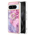 For Google Pixel 8 Pro Electroplating Marble Dual-side IMD Phone Case with Ring(Pink 013) - 1