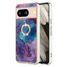 For Google Pixel 8 Electroplating Marble Dual-side IMD Phone Case with Ring(Purple 016) - 1