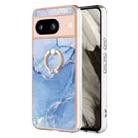 For Google Pixel 8 Electroplating Marble Dual-side IMD Phone Case with Ring(Blue 018) - 1