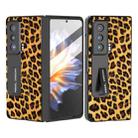 For Honor Magic Vs ABEEL Integrated Black Edge Leopard Phone Case with Holder(Golden) - 1