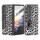 For Honor Magic Vs ABEEL Integrated Black Edge Leopard Phone Case with Holder(Silver) - 1