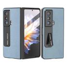 For Honor Magic Vs ABEEL Integrated Black Edge Genuine Leather Mino Phone Case with Holder(Blue) - 1