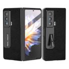 For Honor Magic Vs ABEEL Integrated Black Edge Genuine Leather Mino Phone Case with Holder(Black) - 1