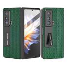 For Honor Magic Vs ABEEL Integrated Genuine Leather Luxury Series Phone Case with Holder(Night Green) - 1