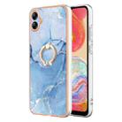 For Samsung Galaxy A04e Electroplating Marble Dual-side IMD Phone Case with Ring(Blue 018) - 1