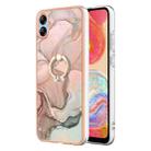 For Samsung Galaxy A04e Electroplating Marble Dual-side IMD Phone Case with Ring(Rose Gold 015) - 1