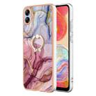 For Samsung Galaxy A04e Electroplating Marble Dual-side IMD Phone Case with Ring(Rose Red 014) - 1