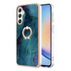 For Samsung Galaxy A24 4G Electroplating Marble Dual-side IMD Phone Case with Ring(Green 017) - 1