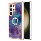 For Samsung Galaxy S24 Ultra 5G Electroplating Marble Dual-side IMD Phone Case with Ring(Purple 016) - 1