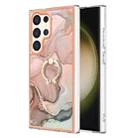 For Samsung Galaxy S24 Ultra 5G Electroplating Marble Dual-side IMD Phone Case with Ring(Rose Gold 015) - 1