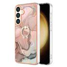 For Samsung Galaxy S24+ 5G Electroplating Marble Dual-side IMD Phone Case with Ring(Rose Gold 015) - 1