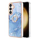 For Samsung Galaxy S24 5G Electroplating Marble Dual-side IMD Phone Case with Ring(Blue 018) - 1