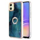 For Samsung Galaxy A05 Electroplating Marble Dual-side IMD Phone Case with Ring(Green 017) - 1