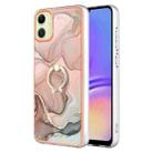 For Samsung Galaxy A05 Electroplating Marble Dual-side IMD Phone Case with Ring(Rose Gold 015) - 1