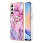 For Samsung Galaxy A25 5G Electroplating Marble Dual-side IMD Phone Case with Ring(Pink 013) - 1