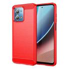 For Motorola Moto G Stylus 2023 4G Brushed Texture Carbon Fiber TPU Phone Case(Red) - 1