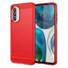 For Motorola Moto G52 Brushed Texture Carbon Fiber TPU Phone Case(Red) - 1