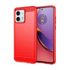 For Motorola Moto G84 Brushed Texture Carbon Fiber TPU Phone Case(Red) - 1