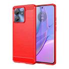 For Motorola Edge 2023 Global Brushed Texture Carbon Fiber TPU Phone Case(Red) - 1