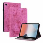 For OPPO Pad Air Butterfly Rose Embossed Leather Tablet Case(Rose Red) - 1