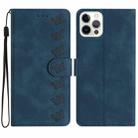 For iPhone 14 Pro Seven Butterflies Embossed Leather Phone Case(Blue) - 1