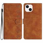 For iPhone 13 Seven Butterflies Embossed Leather Phone Case(Brown) - 1