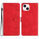 For iPhone 13 Seven Butterflies Embossed Leather Phone Case(Red) - 1