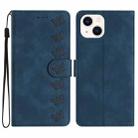 For iPhone 13 mini Seven Butterflies Embossed Leather Phone Case(Blue) - 1