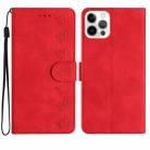 For iPhone 13 Pro Max Seven Butterflies Embossed Leather Phone Case(Red) - 1