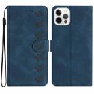 For iPhone 13 Pro Max Seven Butterflies Embossed Leather Phone Case(Blue) - 1