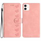 For iPhone 12 mini Seven Butterflies Embossed Leather Phone Case(Pink) - 1