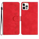 For iPhone 12 Pro Max Seven Butterflies Embossed Leather Phone Case(Red) - 1