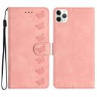 For iPhone 11 Pro Seven Butterflies Embossed Leather Phone Case(Pink) - 1