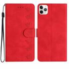 For iPhone 11 Pro Seven Butterflies Embossed Leather Phone Case(Red) - 1