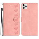 For iPhone 11 Pro Max Seven Butterflies Embossed Leather Phone Case(Pink) - 1