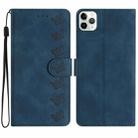 For iPhone 11 Pro Max Seven Butterflies Embossed Leather Phone Case(Blue) - 1