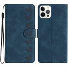 For iPhone 15 Pro Max Seven Butterflies Embossed Leather Phone Case(Blue) - 1