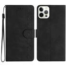 For iPhone 15 Pro Seven Butterflies Embossed Leather Phone Case(Black) - 1