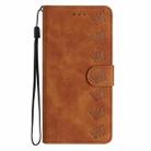 For iPhone 16 Seven Butterflies Embossed Leather Phone Case(Brown) - 2