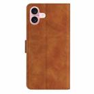 For iPhone 16 Seven Butterflies Embossed Leather Phone Case(Brown) - 3