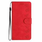For iPhone 16 Seven Butterflies Embossed Leather Phone Case(Red) - 2