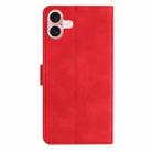 For iPhone 16 Seven Butterflies Embossed Leather Phone Case(Red) - 3