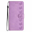 For iPhone 16 Seven Butterflies Embossed Leather Phone Case(Purple) - 2
