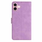 For iPhone 16 Seven Butterflies Embossed Leather Phone Case(Purple) - 3