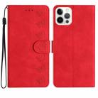 For iPhone 16 Pro Max Seven Butterflies Embossed Leather Phone Case(Red) - 1