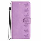 For iPhone 16 Pro Max Seven Butterflies Embossed Leather Phone Case(Purple) - 2