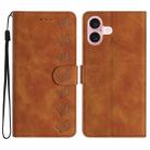 For iPhone 17 Seven Butterflies Embossed Leather Phone Case(Brown) - 1